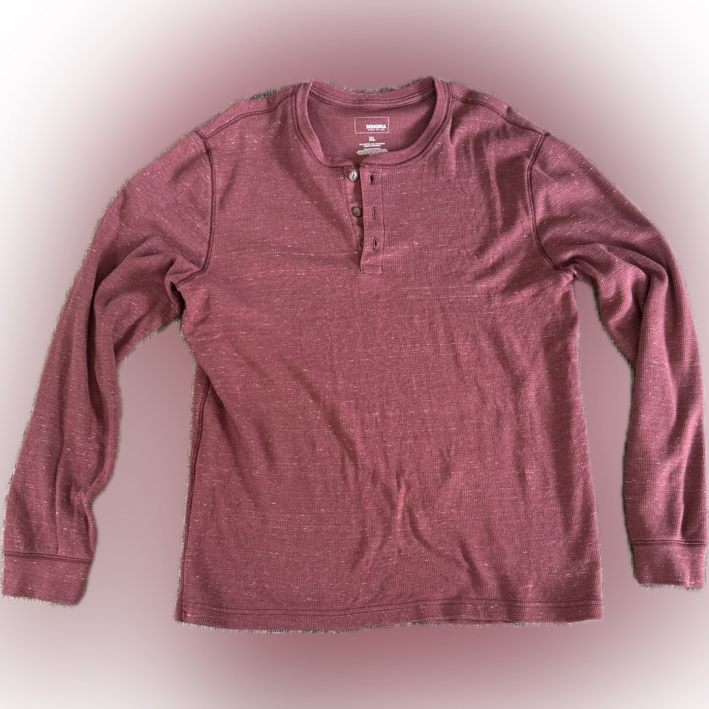 Sonoma Men's Henley Shirt in Maroon